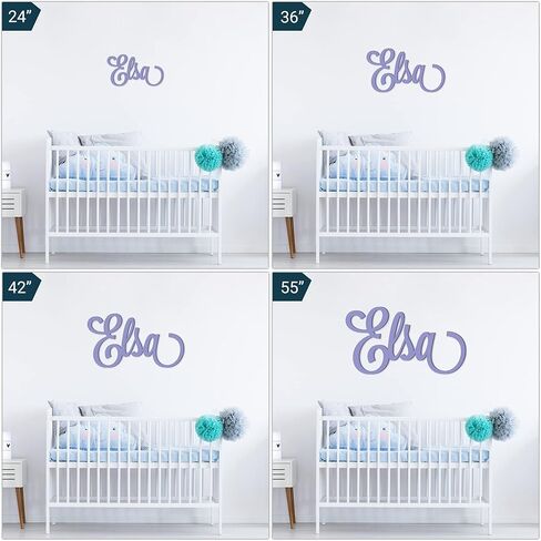 علامة اسم خشبية مخصصة - لافتة اسم الطفل مخصصة لديكور الحضانة والجدار (بعرض 12 بوصة - 55 بوصة) - ديكور حضانة بأحرف خشبية غير مطلية أو مطلية - غرفة فتاة أو صبي مصنوعة في الولايات المتحدة الأمريكية in Kuwait