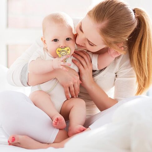 Custom Pacifier Clip with Name,chupetes Para Bebes Personalizados,BPA Free,suitable for Baby Birthday Party,gender Reveal,christening,ideal Gift for New Born Babies (Gold) in Kuwait