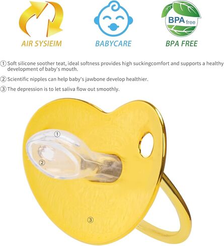 Custom Pacifier Clip with Name,chupetes Para Bebes Personalizados,BPA Free,suitable for Baby Birthday Party,gender Reveal,christening,ideal Gift for New Born Babies (Gold) in Kuwait