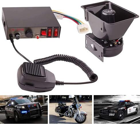 إنذار القرن صفارة الإنذار السلطة الفلسطينية نظام مكبر الصوت، BANHAO 100W 12V 7 الصوت بصوت عال إنذار سيارة الشرطة القرن الشرطة سيارة صفارة الإنذار القرن نظام مكبر الصوت الطوارئ مكبر للصوت إنذار عدة القرن لشاحنة 12V شاحنة قارب سيارة in Kuwait