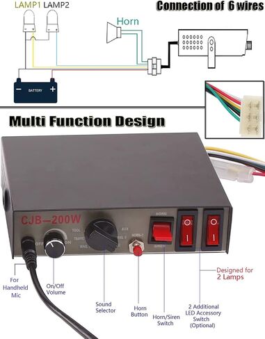 إنذار القرن صفارة الإنذار السلطة الفلسطينية نظام مكبر الصوت، BANHAO 100W 12V 7 الصوت بصوت عال إنذار سيارة الشرطة القرن الشرطة سيارة صفارة الإنذار القرن نظام مكبر الصوت الطوارئ مكبر للصوت إنذار عدة القرن لشاحنة 12V شاحنة قارب سيارة in Kuwait