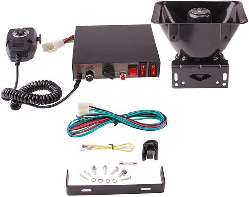 إنذار القرن صفارة الإنذار السلطة الفلسطينية نظام مكبر الصوت، BANHAO 100W 12V 7 الصوت بصوت عال إنذار سيارة الشرطة القرن الشرطة سيارة صفارة الإنذار القرن نظام مكبر الصوت الطوارئ مكبر للصوت إنذار عدة القرن لشاحنة 12V شاحنة قارب سيارة in Kuwait