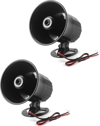 QWORK Electric Siren Horn, 2 Pack DC 12V Security Loud Wired Alarm Siren for Home Alarm System Security and Protection, 110 dB in Saudi Arabia
