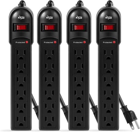 KMC 6-Outlet Surge Protector Power Strip 10-Pack, 735 Joules, Overload Protection, 2-Foot Cord in Kuwait