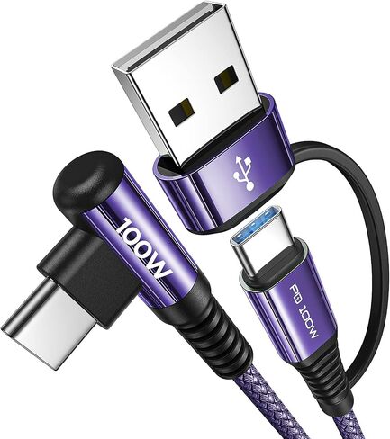 AINOPE 10 FT USB C Cable Fast Charging, 240W USB-C Charge Cable with Adapter, Fast Charger USB C Cable Supports 100W, Right Angle USB C Fit MacBook Pro/Air, iPad Pro/Air, iPhone 17/16/15, 10FT Grey | Fast Charger USB C Cable Supports 100W, Right Angle USB in Kuwait