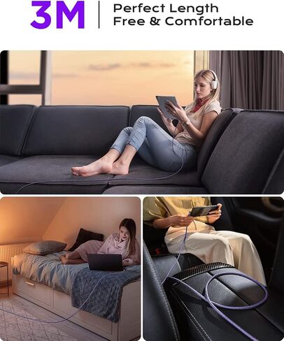 AINOPE 10 FT USB C Cable Fast Charging, 240W USB-C Charge Cable with Adapter, Fast Charger USB C Cable Supports 100W, Right Angle USB C Fit MacBook Pro/Air, iPad Pro/Air, iPhone 17/16/15, 10FT Grey | Fast Charger USB C Cable Supports 100W, Right Angle USB in Kuwait