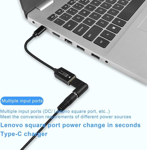 GINTOOYUN PD65W كابل شحن Lenovo Square Mouth إلى USB-C كابل محول الطاقة لشاحن Lenovo Square Mouth إلى Type-C لأجهزة الكمبيوتر المحمولة والهواتف المحمولة والأجهزة اللوحية وأجهزة الشحن وما إلى ذلك (7 بوصة) (فم Lenovo المربع) in Kuwait