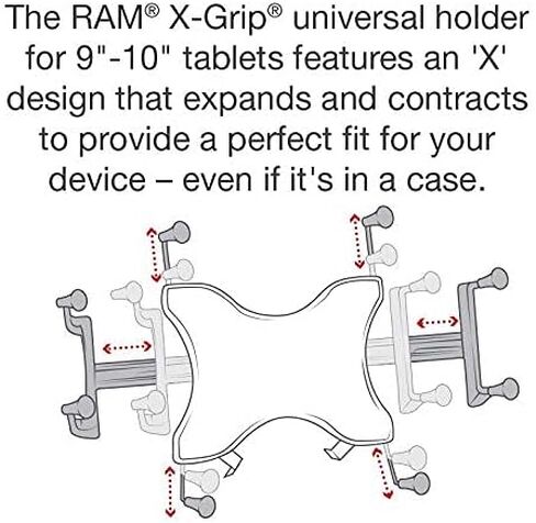 RAM Mounts RAM-HOL-UN9U X-Grip Universal Holder for 9"-11" Tablets Compatible with RAM B 1" and C 1.5" Size Round Ball Bases in Saudi Arabia