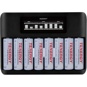 Tenergy TN480U 8-Bay LCD Display Fast Charger for NiMH/NiCD AA AAA Rechargeable Batteries with Mirco USB and USB Type C Input for AA and AAA Rechargeable Batteries in Saudi Arabia