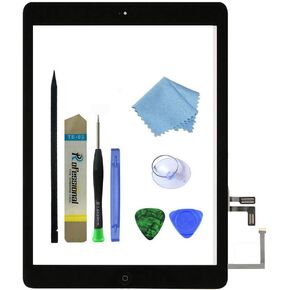 for Black IPad Air 1st Generation Touch Screen Digitizer Glass Replacement Modle A1474 A1475 A1476 with Home Button,Camera Holder,Preinstalled Adhesive,Toolkit.