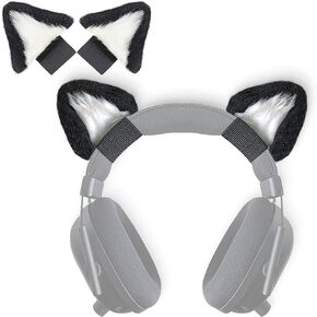 RUKUHOT Cute Cat Ears Headphone Attachment,Adjustable Design Fit for Logitech G PRO HypreX Cloud/Cloud Flight Headphones and More,Cosplay Kitten Ears,(Headphones not Included),Pink & White in Saudi Arabia
