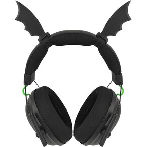 RUKUHOT Halloween Bat Wings Headphone Attachment, Bat Devil Horns Headband Headset Decor, Cosplay Props Bat Wing for Halloween Christmas Party Dress Up Accessories,Black