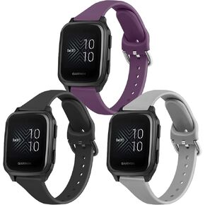 أربطة Wanme الرفيعة لساعة Garmin Venu 2 Plus / Venu Sq / Venu / Vivoactive 3 للنساء والرجال، 3 قطع من سوار المعصم الرياضي البديل من السيليكون الناعم لـ Garmin Vivomove Sport، Vivoactive 3 Music، Forerunner 645 / 245 ساعة ذكية للموسيقى