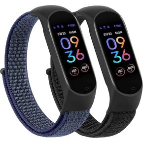 Nylon Bands for Amazfit Band 5 Replacement Strap Women Men, 2 Pack Soft Nylon Sport Strap Compatible with Amazfit Band 5 Wristband Watchband Accessories