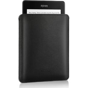 MoKo Sleeve Bag Fits with Kindle Voyage,Kindle Paperwhite (Not 6.8 Inch), All-New Kindle 2022/2019, Slim Anti-Scratch PU Leather Cover Soft Felt Lining Protective Insert Carrying Pouch, Storm Blue