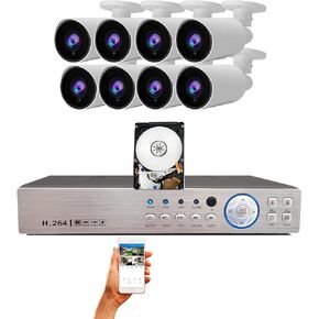 Evertech 8 قنوات HD 1080P نظام كاميرا مراقبة أمنية داخلية وخارجية 2 تيرابايت HDD in Kuwait