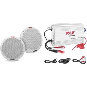 Pyle 6.5 Inch Dual Marine Speakers - 2 Way Waterproof and Weather Resistant Outdoor Stereo Sound System with 400 Watt Power, Polypropylene Cone and Butyl Rubber Surround - 1 Pair - PLMR605W(White) in Saudi Arabia
