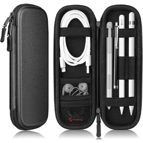 Fintie Holder Case for Apple Pencil (USB-C) & Apple Pencil (1st / 2nd Generation), PU Leather Protective Carrying Bag Sleeve Compatible with Apple Pen, USB Cable, Samsung Stylus,