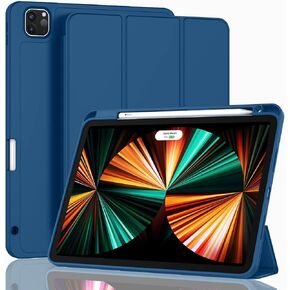 ZryXal New iPad Pro 12.9 Inch Case 2022/2021/2020(6th/5th/4th Gen) with Pencil Holder,Smart Case [Support Touch ID and Auto Wake/Sleep] with Auto 2nd Gen Pencil Charging (Midnight Green) in Kuwait