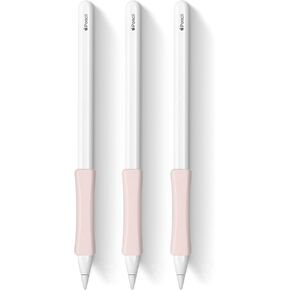 عبوة من 3 قطع من غطاء حافظة iPencil Grips باللون الأبيض مع حامل مريح من السيليكون متوافق مع Apple Pencil الجيل الثاني، iPad Pro 11 12.9 بوصة 2018