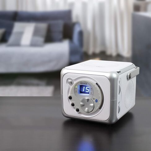 Jensen FM Stereo CD555 Bluetooth Boombox، فضي، 7.00 × 9.75 × 6.00 بوصة in Saudi Arabia