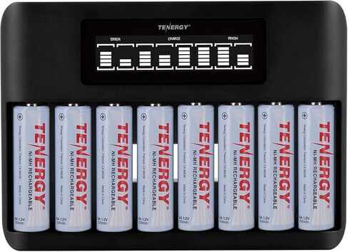 Tenergy TN480U 8-Bay LCD Display Fast Charger for NiMH/NiCD AA AAA Rechargeable Batteries with Mirco USB and USB Type C Input for AA and AAA Rechargeable Batteries in Saudi Arabia