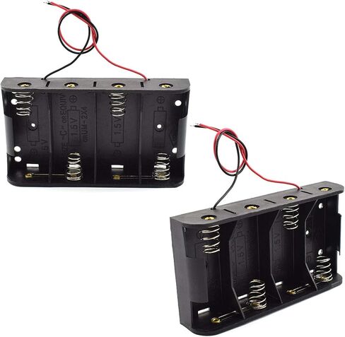 SDTC Tech 2-Pack 1x C Cell Battery Holder 1.5V C Size Battery Case Box with Wire Leads in Saudi Arabia