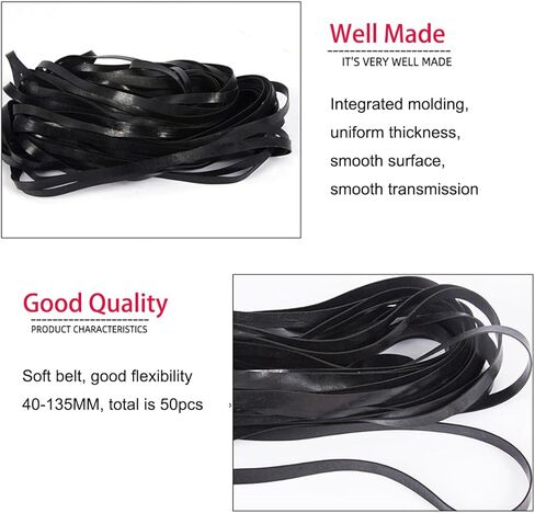 50Pcs Recorder Rubber Belts, Cassette Recorder Repair Rubber Belts 40-135 MM (2MM Width) in Kuwait