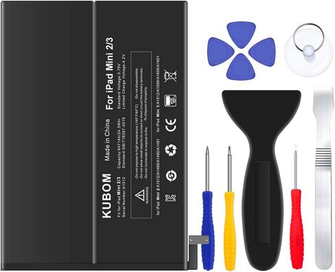 بطارية بديلة KUBOM لجهاز iPad Mini 2/Mini 3، بطارية كاملة 6471 مللي أمبير في الساعة 0 دورة - تتضمن مجموعة أدوات إصلاح كاملة [A1489،A1490، A1599،A1600] in Kuwait
