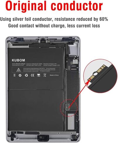 بطارية بديلة KUBOM لجهاز iPad Mini 2/Mini 3، بطارية كاملة 6471 مللي أمبير في الساعة 0 دورة - تتضمن مجموعة أدوات إصلاح كاملة [A1489،A1490، A1599،A1600] in Kuwait