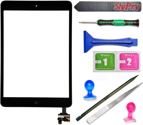 Prokit for Black iPad Mini Touch Screen Digitizer Complete Assembly with IC Chip & Home Button Replacement with SlyPry Opening Tool kit in Saudi Arabia