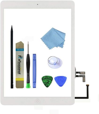 for White IPad Air 1st Generation Touch Screen Digitizer Glass Replacement Modle A1474 A1475 A1476 with Home Button,Camera Holder,Preinstalled Adhesive,Tool Kit. in Kuwait