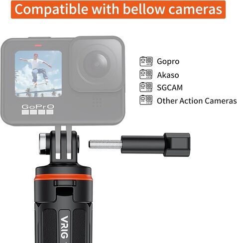 حامل ثلاثي Gopro قابل للتمديد من Osznmmg لـ Insta360 Selfie Stick Gopro Hero 10/9/8/7/6/5 أسود/Gopro Max DJI Osmo Action Insta 360 AKASO Action والمزيد من كاميرا الحركة in Kuwait