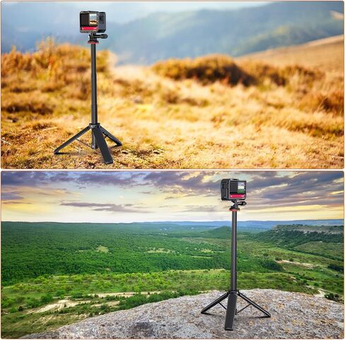 حامل ثلاثي Gopro قابل للتمديد من Osznmmg لـ Insta360 Selfie Stick Gopro Hero 10/9/8/7/6/5 أسود/Gopro Max DJI Osmo Action Insta 360 AKASO Action والمزيد من كاميرا الحركة in Kuwait
