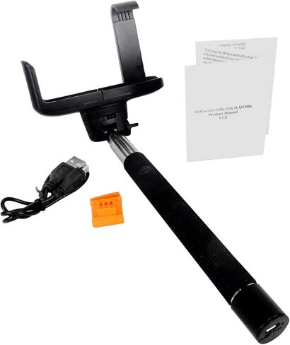 عصا سيلفي بلوتوث: عمود سيلفي قابل للتمديد للهواتف الذكية التي تعمل بنظام iOS وأندرويد، والكاميرات، وحامل هاتف آمن، وزر الإبهام - تصميم أسود أنيق، وزاوية قابلة للتعديل، وصغير الحجم وخفيف الوزن in Kuwait