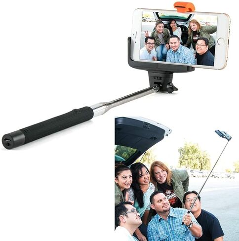 عصا سيلفي بلوتوث: عمود سيلفي قابل للتمديد للهواتف الذكية التي تعمل بنظام iOS وأندرويد، والكاميرات، وحامل هاتف آمن، وزر الإبهام - تصميم أسود أنيق، وزاوية قابلة للتعديل، وصغير الحجم وخفيف الوزن in Kuwait