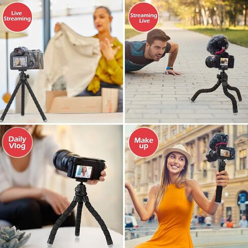 حامل ثلاثي للهاتف الخلوي من Aureday، حامل ثلاثي صغير مرن مع جهاز تحكم عن بعد وحذاء بارد، حامل ثلاثي صغير لتسجيل الفيديو، تسجيل الفيديو، متوافق مع الميكروفونات، الهاتف المحمول، الكاميرا، Gopro in Kuwait