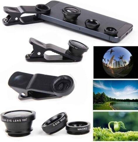 3 in 1 Camera Phone Lens Attachment kit Clip on PRO HD Macro-Lens Wide-Angle Lens Fisheye-Lens for All Phones in Saudi Arabia