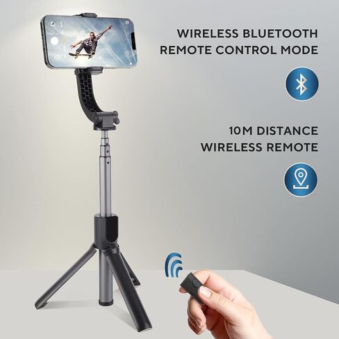 Wensot Gimbal Stabilizer for Smartphone with Extendable Selfie Stick Tripod,Bluetooth Wireless Remote and Phone Video Stabilizer Handheld, The Smartphone Gimbal Suit for iPhone,Samsung,Android Phone in Saudi Arabia
