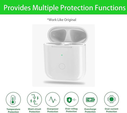 حافظة شحن لاسلكية بديلة متوافقة مع Airpods الجيل الأول والثاني، حافظات شاحن مع زر مزامنة الاقتران السريع فقط لأجهزة Airpods 1 2 Gen، بدون سماعات أذن، أبيض in Saudi Arabia