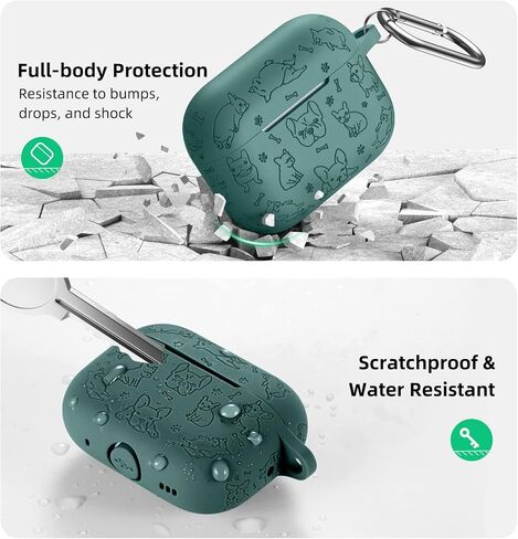 Lerobo Flower Engraved Case Compatible with AirPods Pro 2 Case Cover Full Protective Cover for Apple AirPods Pro Case 2nd 1st Generation 2022/2023 USB C Cute Soft Silicone Skin Front LED Visible Black in Saudi Arabia