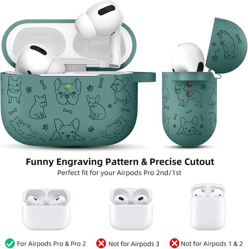 Lerobo Flower Engraved Case Compatible with AirPods Pro 2 Case Cover Full Protective Cover for Apple AirPods Pro Case 2nd 1st Generation 2022/2023 USB C Cute Soft Silicone Skin Front LED Visible Black in Saudi Arabia