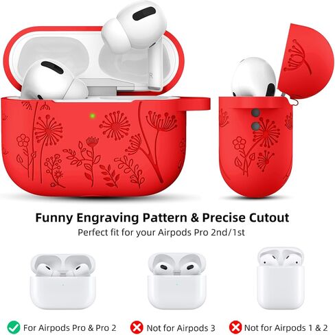 جراب Lerobo لجهاز AirPods Pro الثاني/الأول، غطاء سيليكون ناعم مع سلسلة مفاتيح in Kuwait