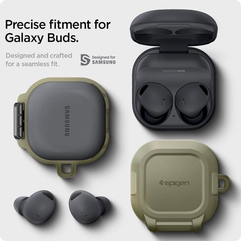 حافظة Spigen Lock Fit مصممة لهاتف Galaxy Buds2 Pro (2022) / Galaxy Buds Pro (2021) / Galaxy Buds 2 (2021) / حافظة Galaxy Buds Live (2020) مع حماية قفل آمن - أسود in Kuwait