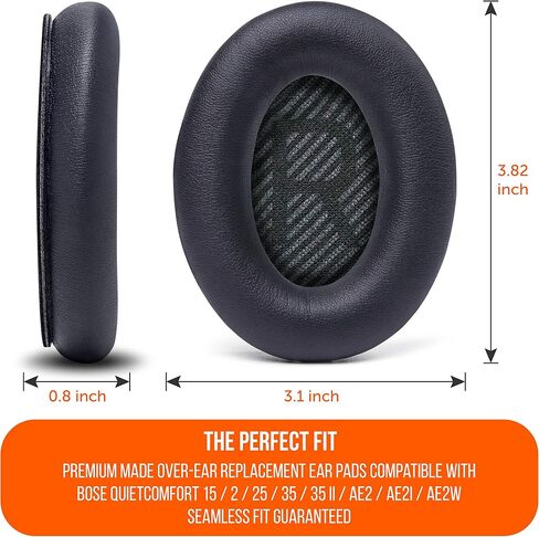 WC PadZ QC35 - Wicked Cushions Ear Pads for Bose QuietComfort 35 & 35ii | Made by Wicked Cushions | Softer Leather, Luxurious Memory Foam, Added Thickness & Durability | Black in Saudi Arabia