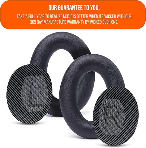 WC PadZ QC35 - Wicked Cushions Ear Pads for Bose QuietComfort 35 & 35ii | Made by Wicked Cushions | Softer Leather, Luxurious Memory Foam, Added Thickness & Durability | Black in Saudi Arabia