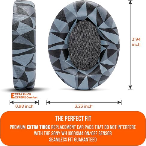 WC PadZ WH1000XM4 - Extra Thick Earpads for Sony WH1000XM4 | Made by Wicked Cushions | Soft PU Leather, Luxurious Memory Foam, Added Thickness Without Disabling Sensor | Black in Kuwait