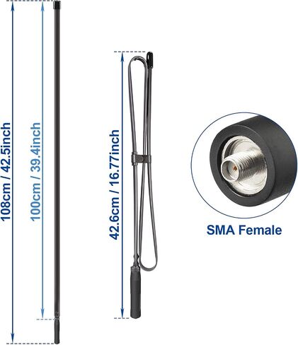Bingfu Long Range Ham Radio Antenna 42.5inch for Baofeng uv5r VHF UHF Radio | 136-520MHz CS Tactical Antenna SMA Female for Wouxun Baofeng BF-F8HP UV-5R UV-82 BF-888S GT-3 Ham Two Way Radio Walkie Talkie in Kuwait