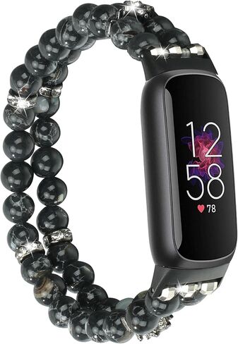Wongeto Compatible with Fitbit Luxe Bands,Fashion Handmade Elastic Stretch Pearl Bracelet Women Replacement Strap for Fitbit Luxe accssorises in Saudi Arabia