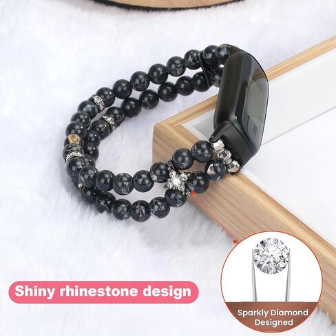 Wongeto Compatible with Fitbit Luxe Bands,Fashion Handmade Elastic Stretch Pearl Bracelet Women Replacement Strap for Fitbit Luxe accssorises in Saudi Arabia